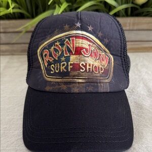 Ron Jon Surf Shop Trucker Hat Black Mesh Clearwater Beach Graphic Cap OS